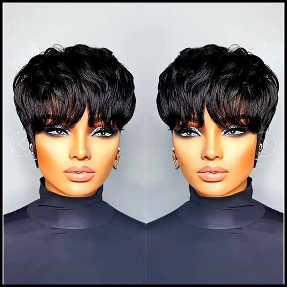 Short Pixie Cut Wig Glueless Layered Human Hair Natural Brazilian Virgin